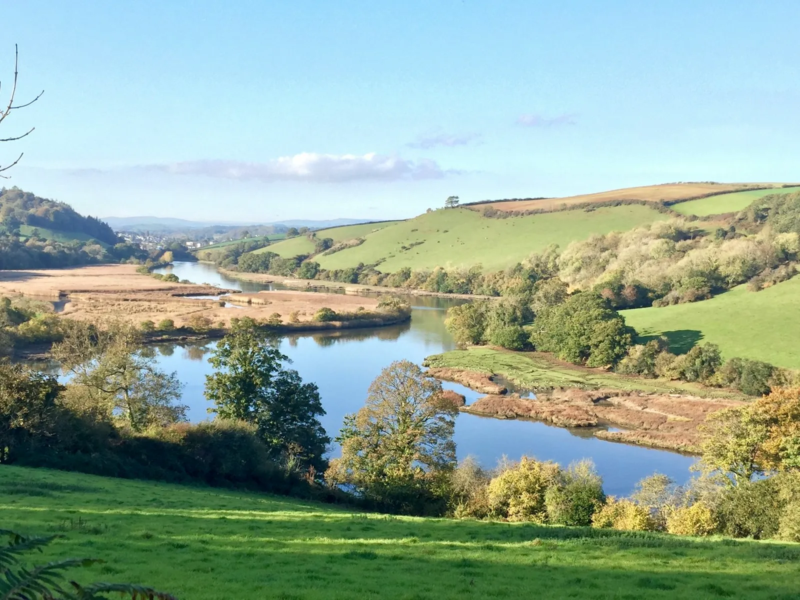 The Devon countryside and river valley near Exeter
